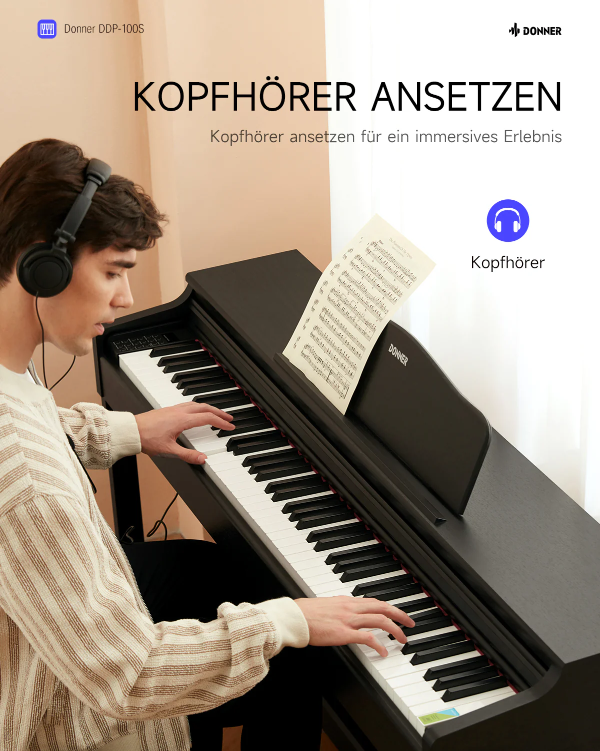 【Klavier + Bank gratis】Donner DDP-100S Progressive Hammer-Mechanik Digital Piano - Image 5