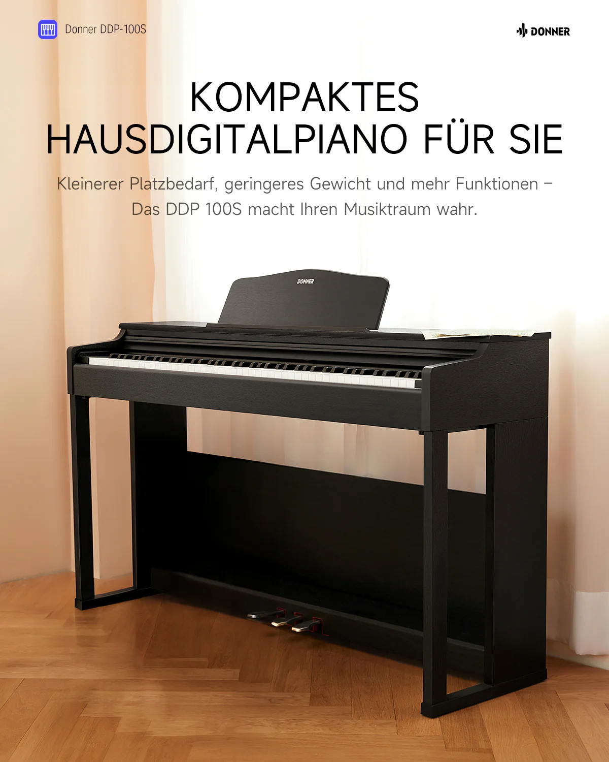 【Klavier + Bank gratis】Donner DDP-100S Progressive Hammer-Mechanik Digital Piano - Image 7