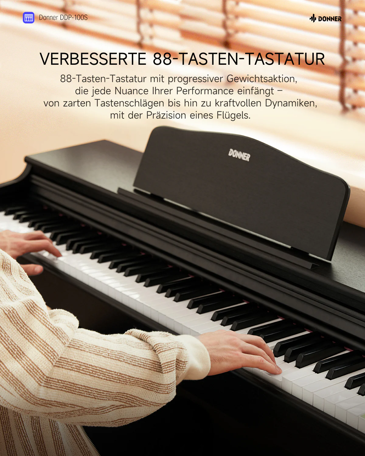 【Klavier + Bank gratis】Donner DDP-100S Progressive Hammer-Mechanik Digital Piano - Image 8