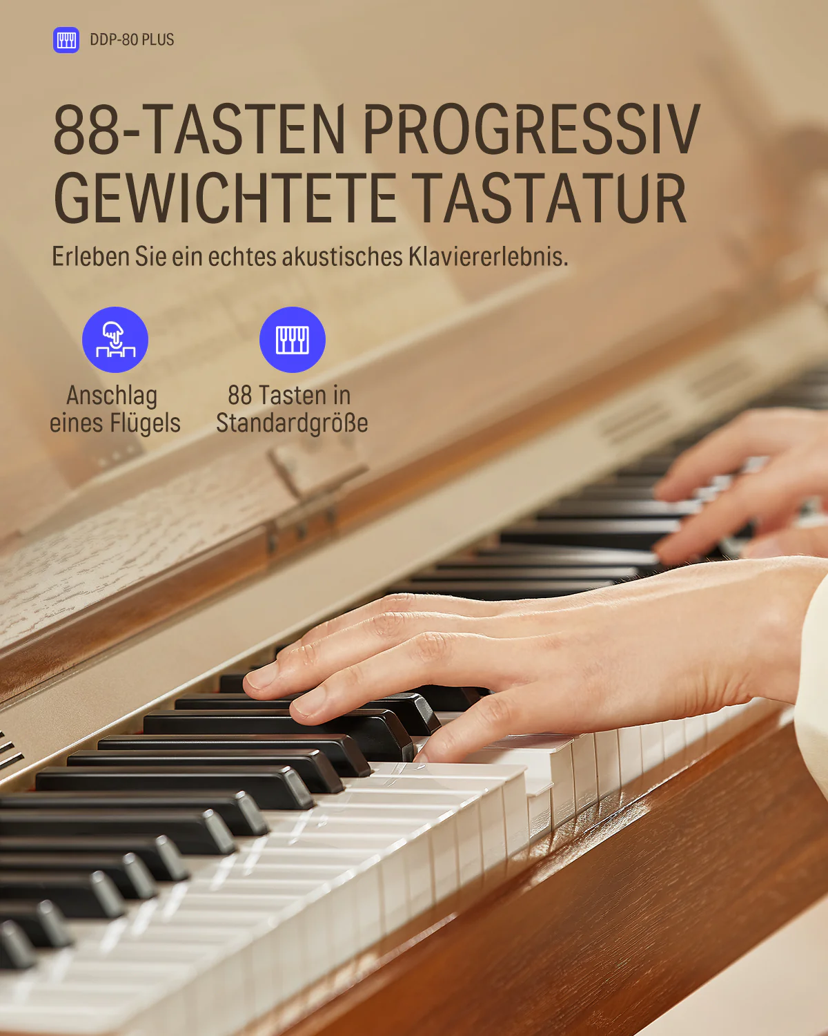 Donner DDP-80 PLUS Digital Piano mit halboffener Abdeckung - Image 12