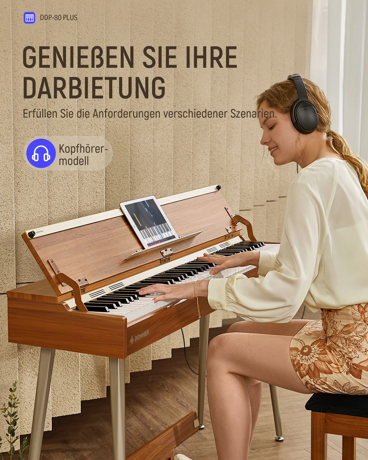 Donner DDP-80 PLUS Digital Piano mit halboffener Abdeckung - Image 14