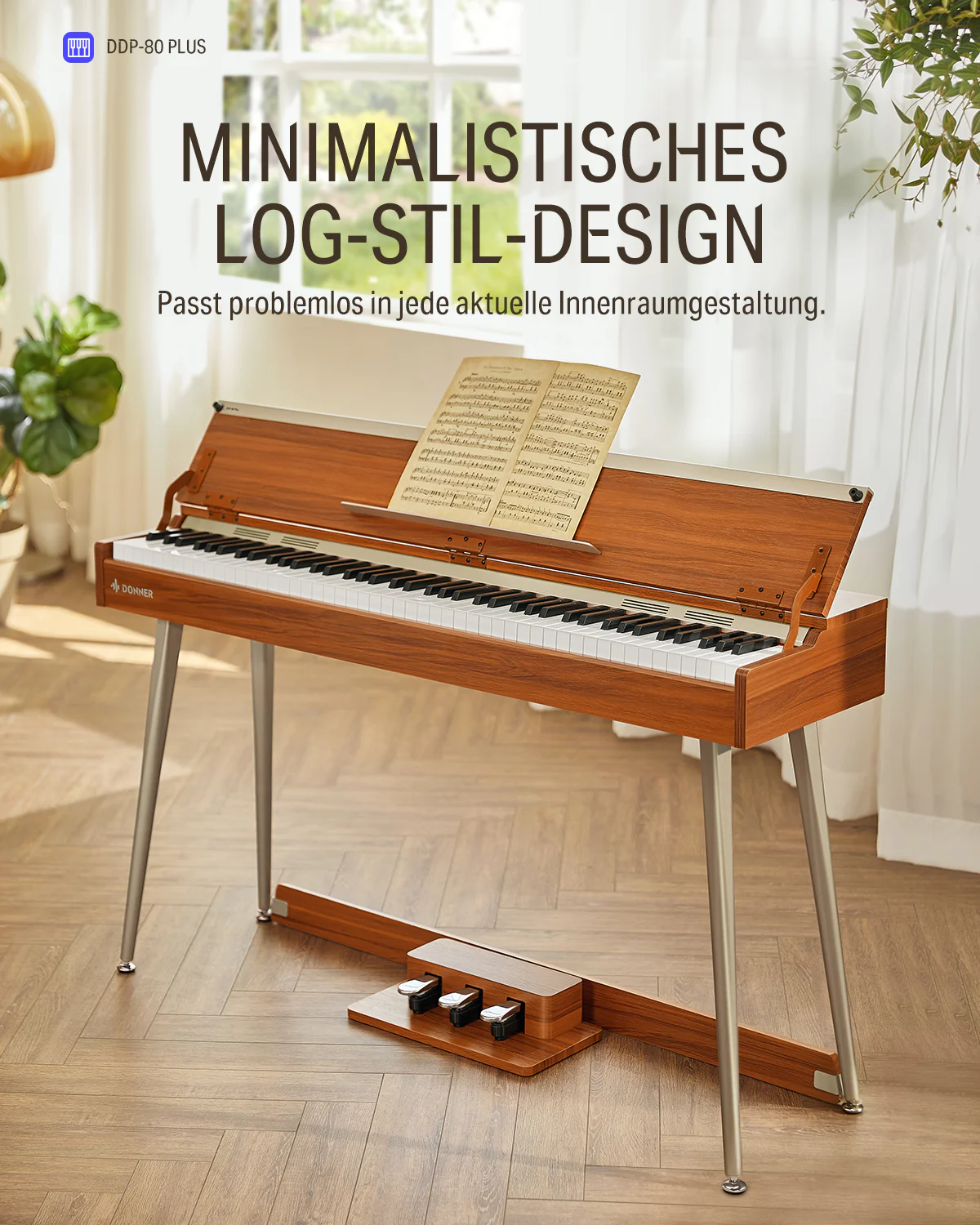 Donner DDP-80 PLUS Digital Piano mit halboffener Abdeckung - Image 17
