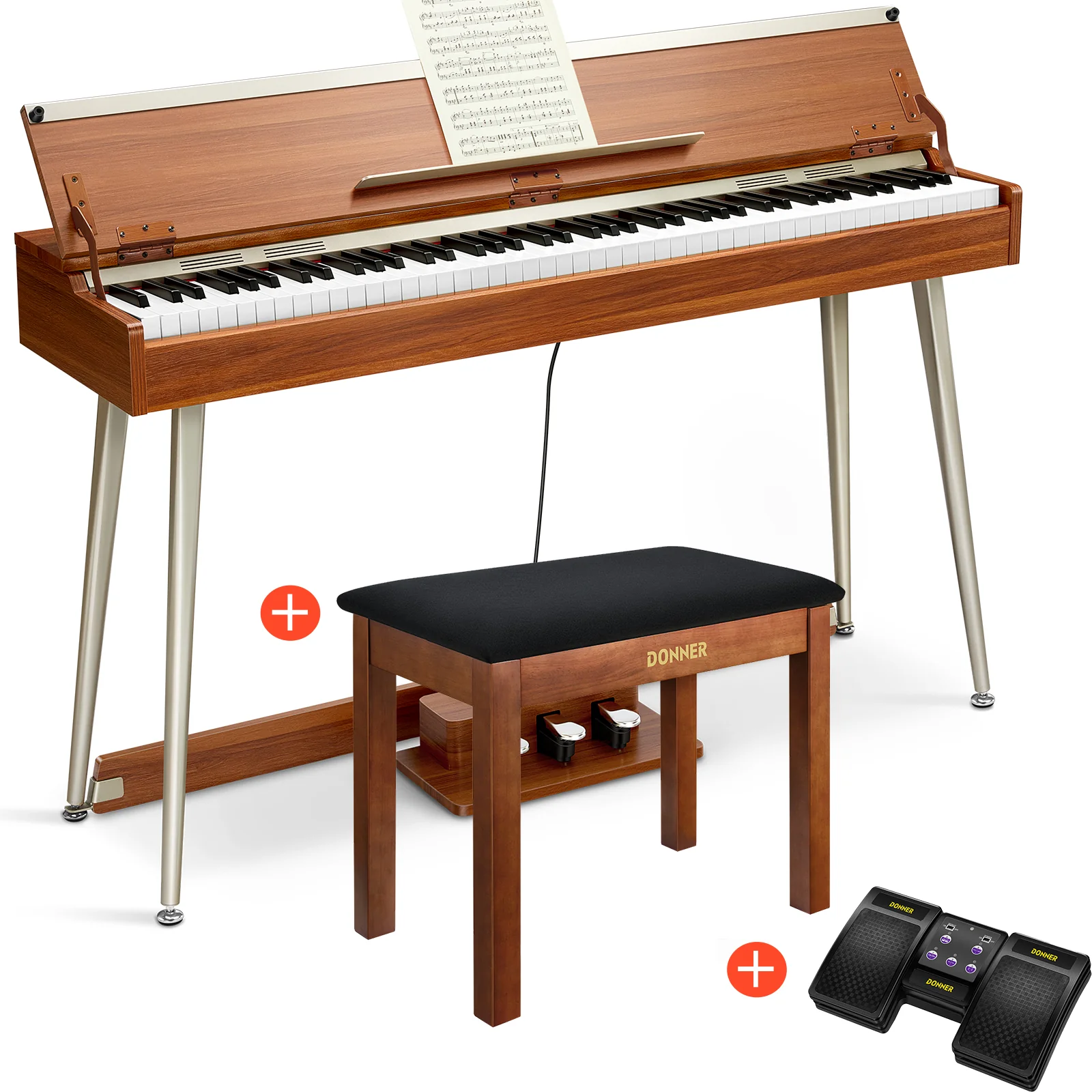 Donner DDP-80 PLUS Digital Piano mit halboffener Abdeckung - Image 3