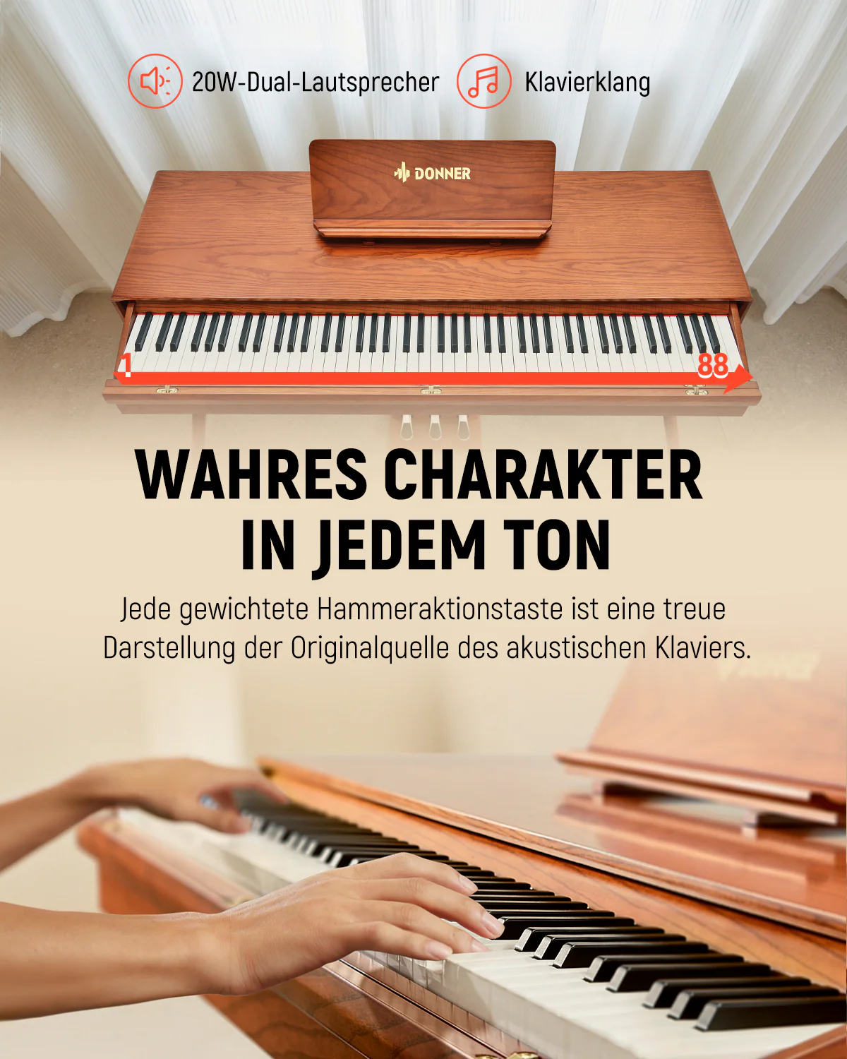 【Klavier + Bank gratis】Donner DDP-80 Pro Retro-Ästhetisches Digital Piano - Image 7