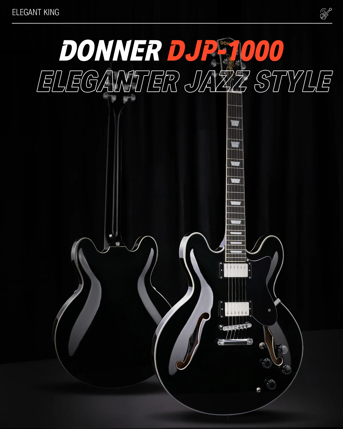 Donner DJP-1000 Jazz E-Gitarre - Image 20