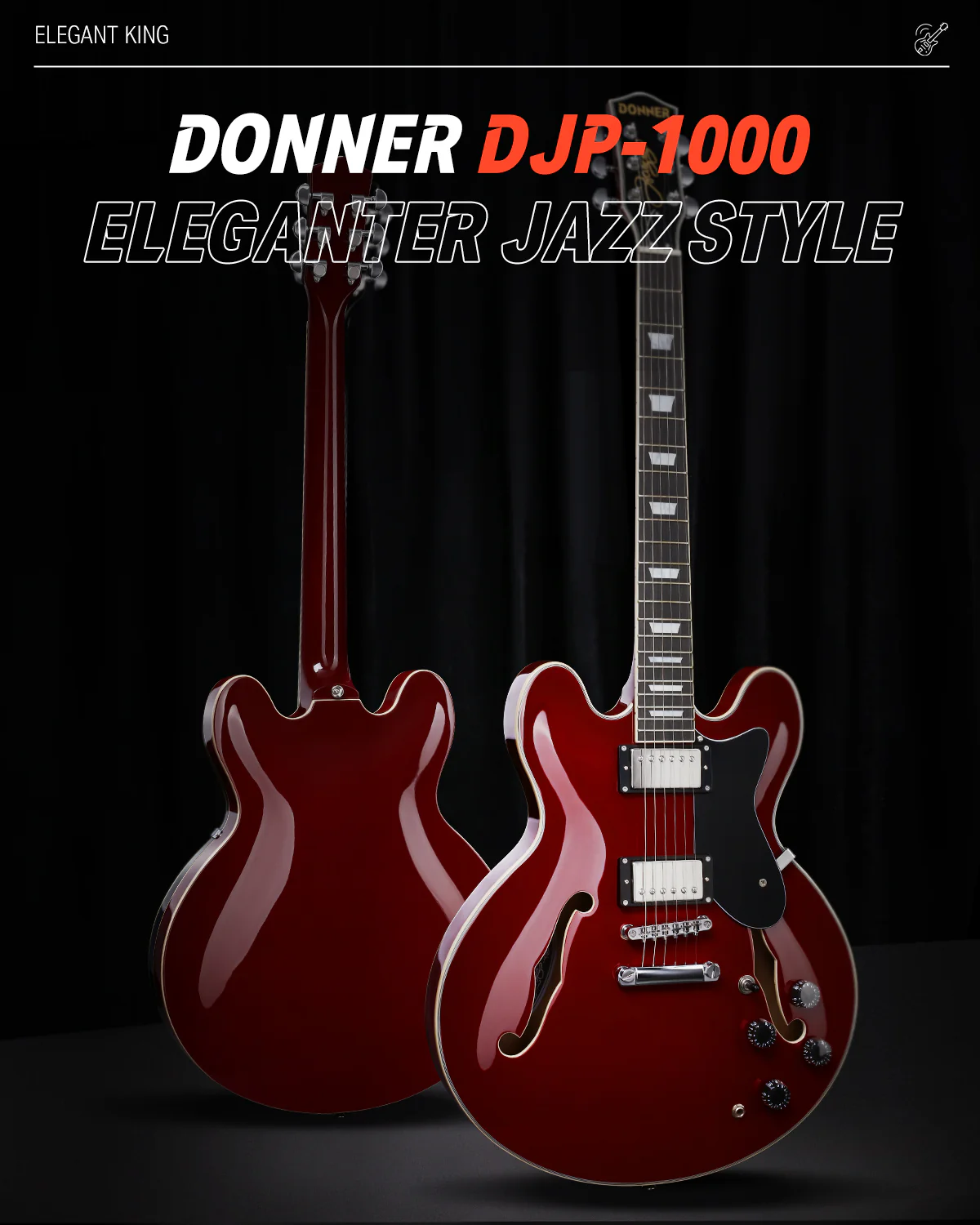 Donner DJP-1000 Jazz E-Gitarre - Image 5