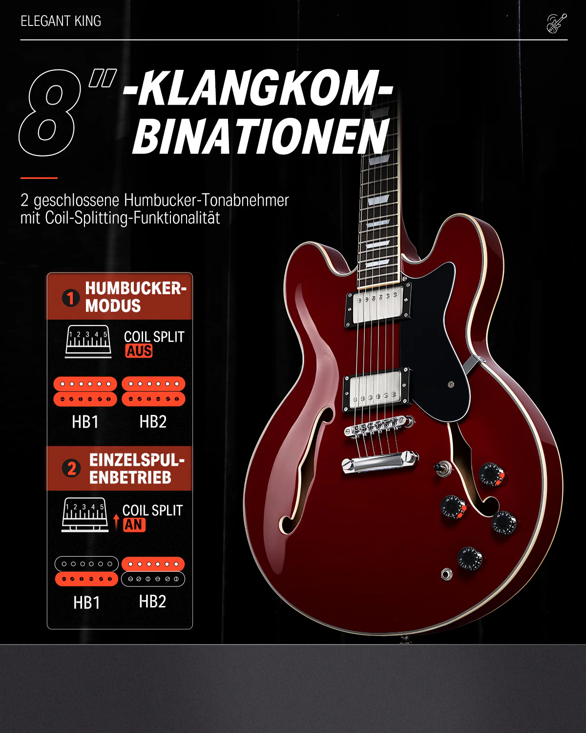 Donner DJP-1000 Jazz E-Gitarre - Image 7