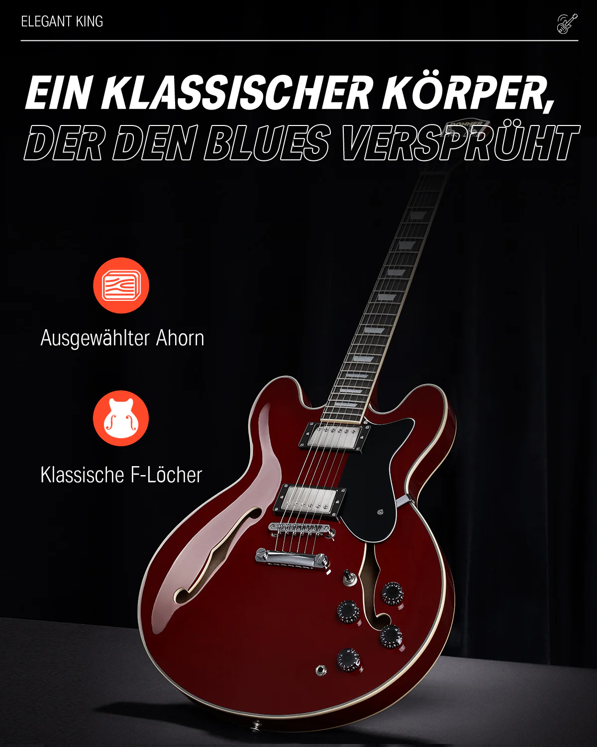 Donner DJP-1000 Jazz E-Gitarre - Image 9