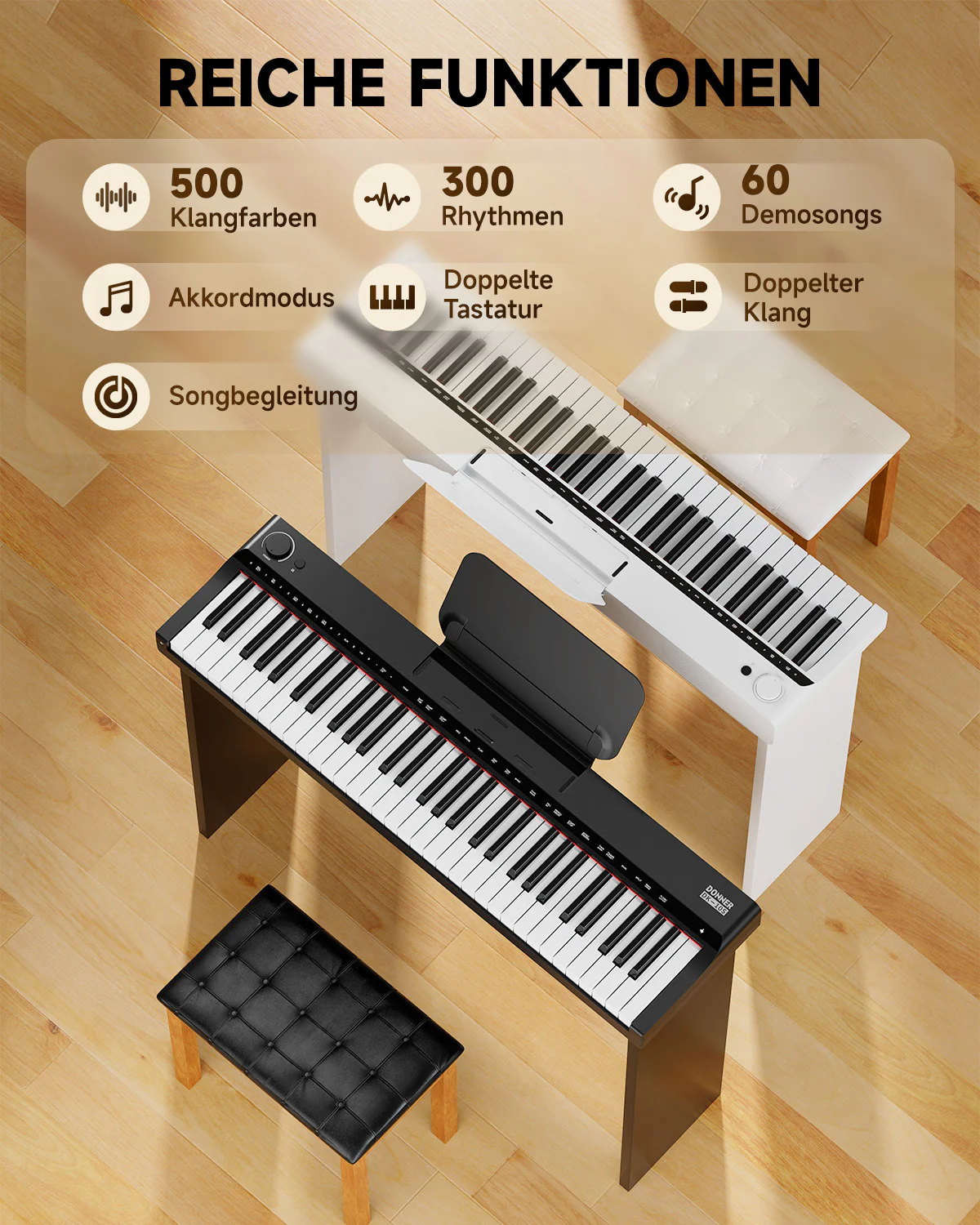 Donner DK-10S Multifunktionales 61-Tasten Keyboard-Set - Image 5