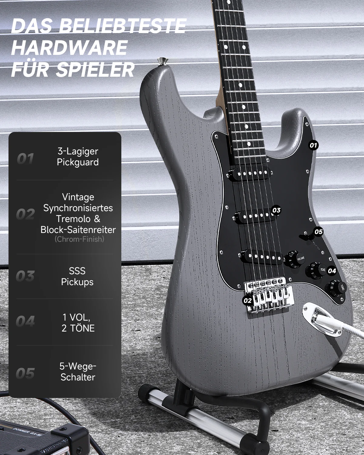 Donner DST-80 Anfänger Kit E-Gitarre - Image 12