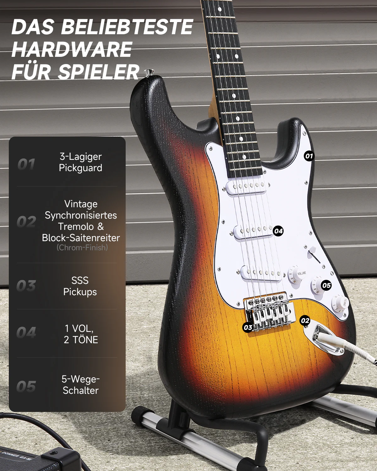 Donner DST-80 Anfänger Kit E-Gitarre - Image 4