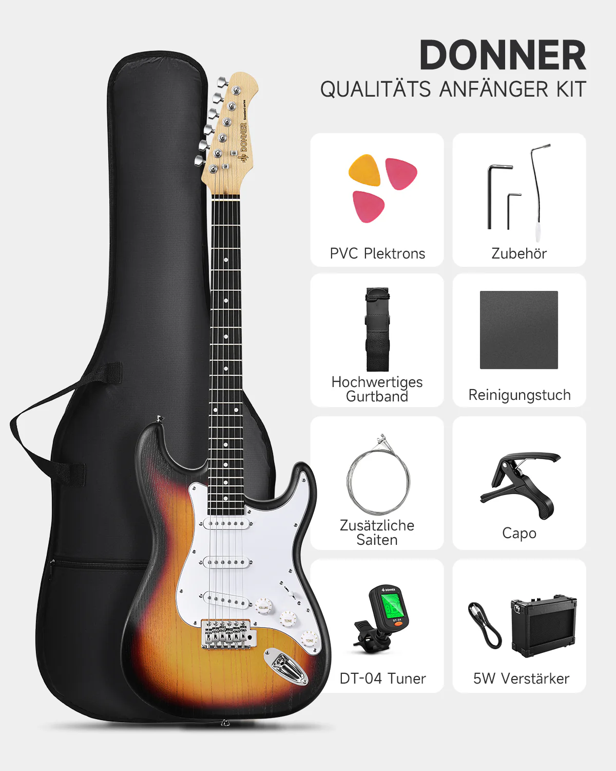 Donner DST-80 Anfänger Kit E-Gitarre - Image 7
