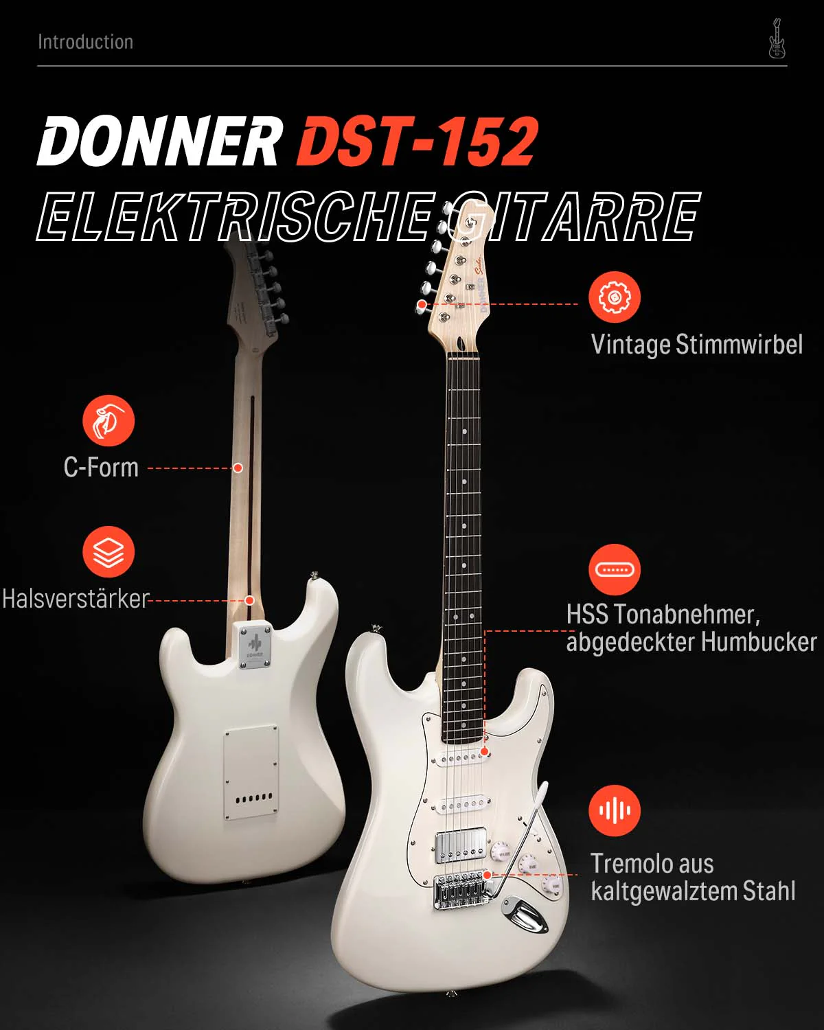 Donner DST-152 HSS-Pickup E-Gitarre - Image 15