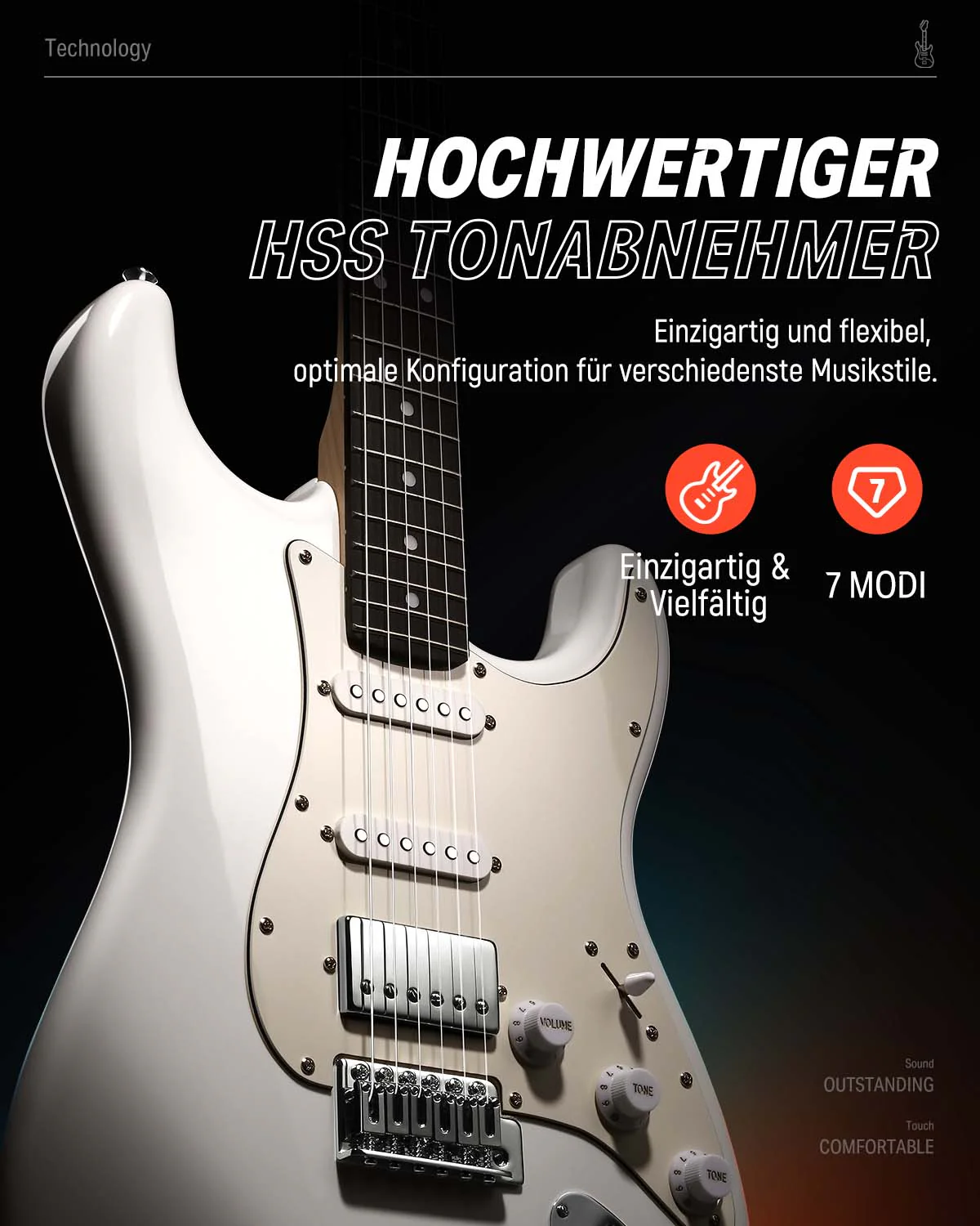 Donner DST-152 HSS-Pickup E-Gitarre - Image 18