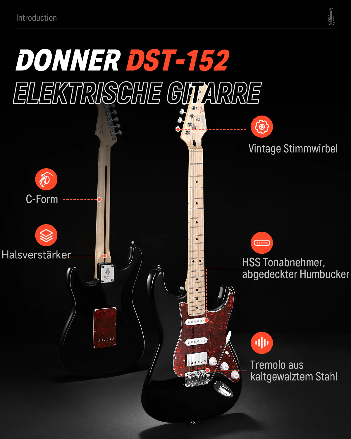 Donner DST-152 HSS-Pickup E-Gitarre - Image 31