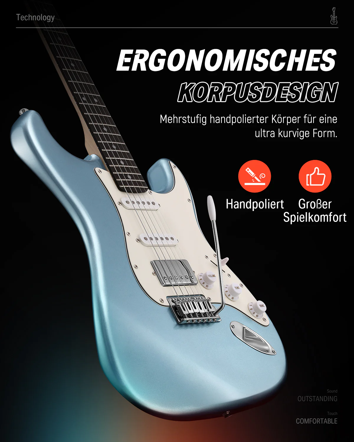 Donner DST-152 HSS-Pickup E-Gitarre - Image 5