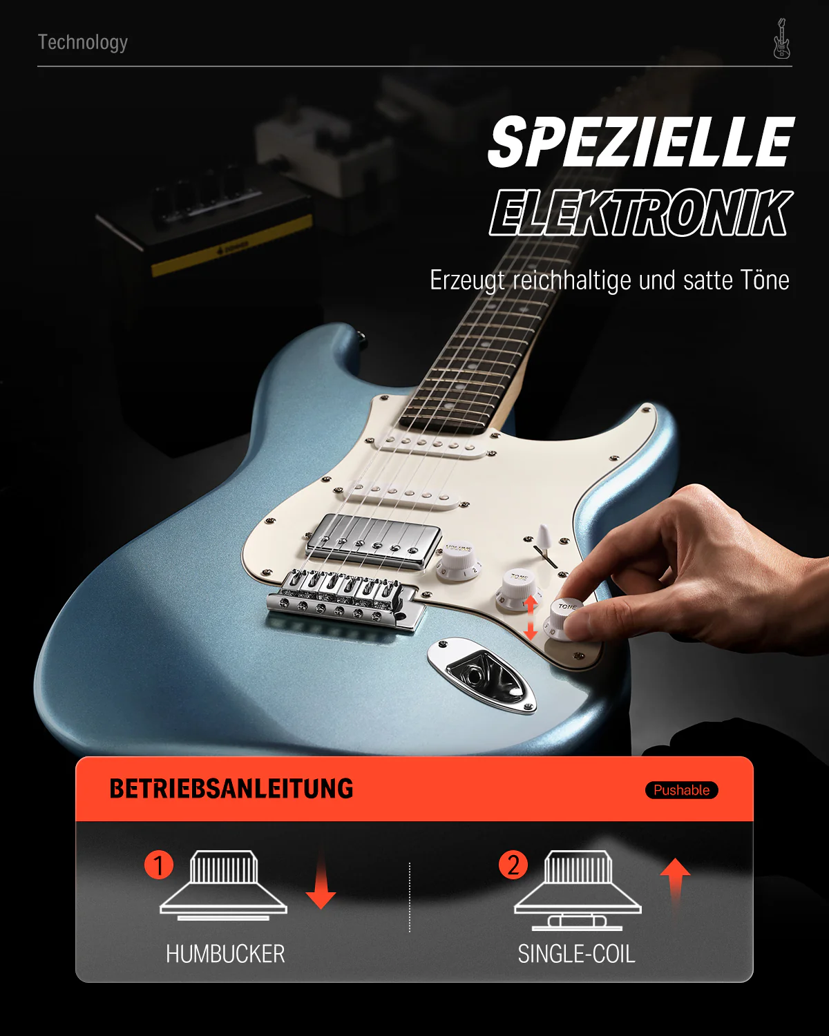 Donner DST-152 HSS-Pickup E-Gitarre - Image 7