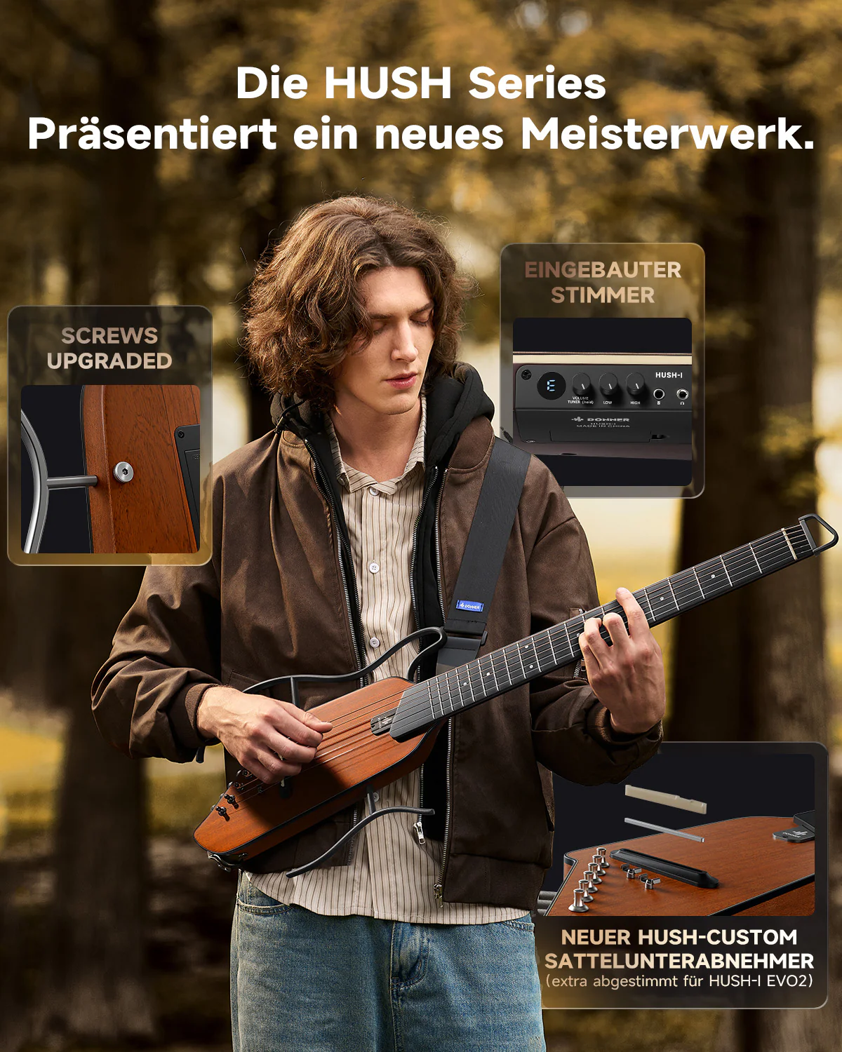 Donner HUSH™ I EVO2 Ultraleicht Unterwegs Reisegitarre - Image 18