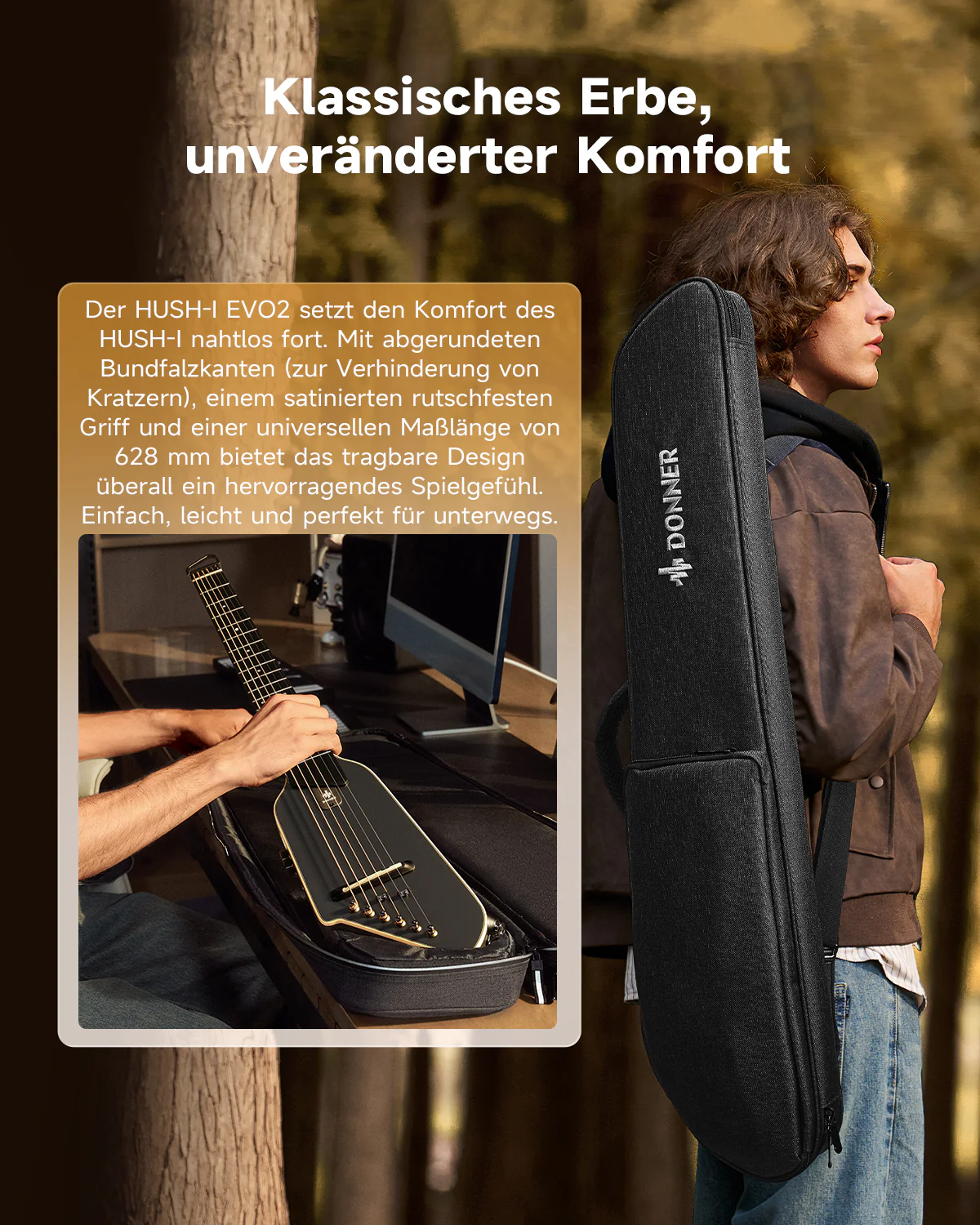 Donner HUSH™ I EVO2 Ultraleicht Unterwegs Reisegitarre - Image 30