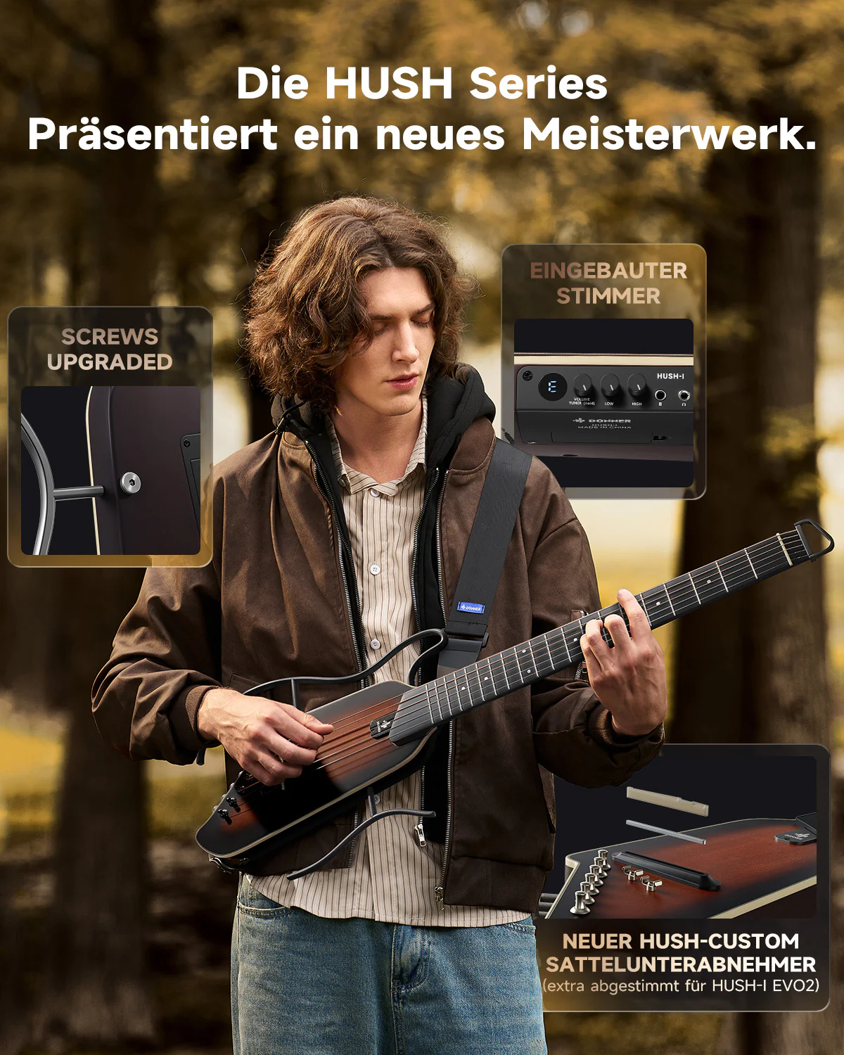 Donner HUSH™ I EVO2 Ultraleicht Unterwegs Reisegitarre - Image 4