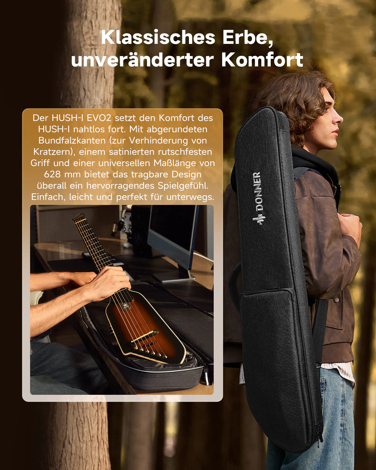 Donner HUSH™ I EVO2 Ultraleicht Unterwegs Reisegitarre - Image 5