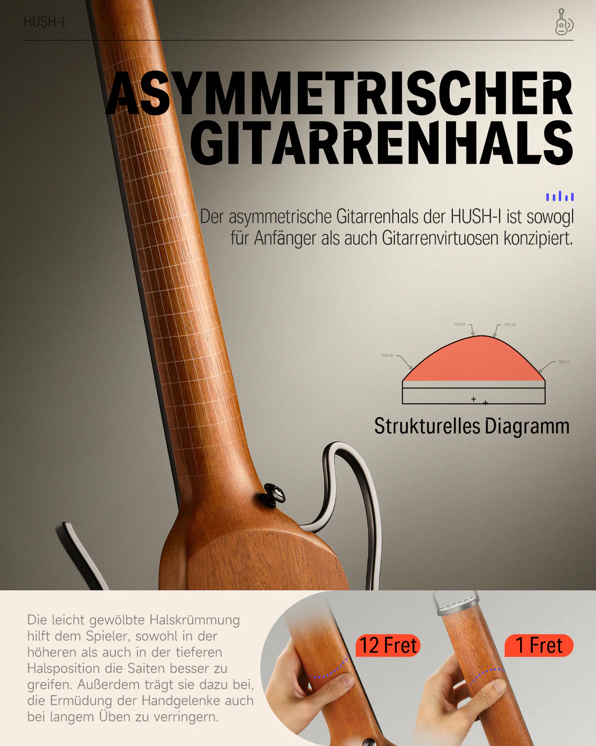 Donner HUSH™ I EVO2 Ultraleicht Unterwegs Reisegitarre - Image 56