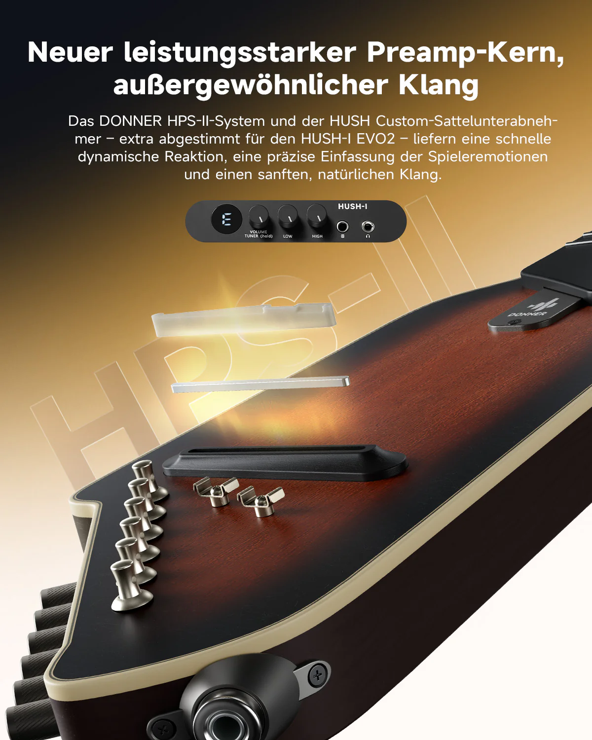 Donner HUSH™ I EVO2 Ultraleicht Unterwegs Reisegitarre - Image 6