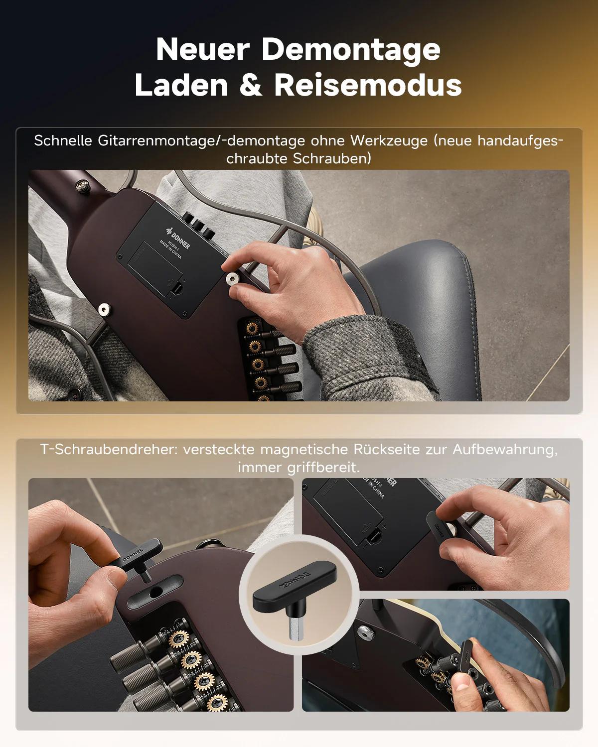 Donner HUSH™ I EVO2 Ultraleicht Unterwegs Reisegitarre - Image 8